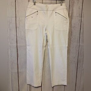Jamie Sadock White Pull-On Crop Golf Pants with Zipper Pockets Size 12